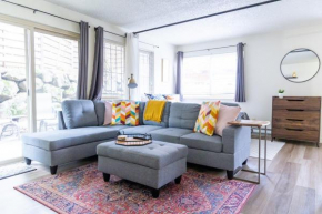 King Bed + Studio! Free Parking, Patio, WFH Space!